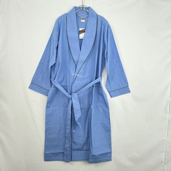 Andrew Scott Mens Blue Long Sleep Robe Premium Cotton Blend Woven Size S/M - Picture 5 of 16